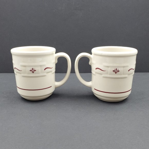 Longaberger Pottery Woven Traditions Paprika Red Coffee Mugs - Picture 3 of 8